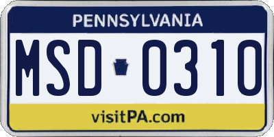 PA license plate MSD0310