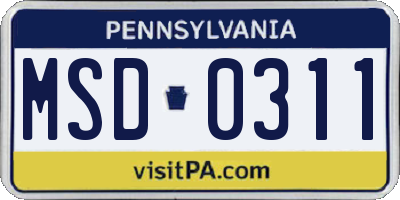 PA license plate MSD0311