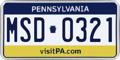 PA license plate MSD0321