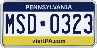 PA license plate MSD0323