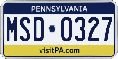 PA license plate MSD0327