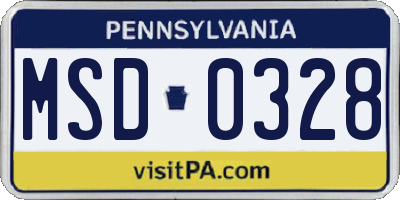 PA license plate MSD0328