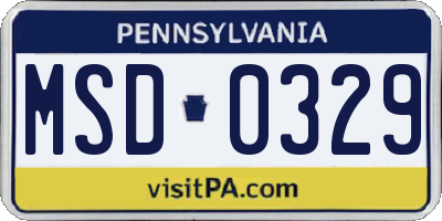 PA license plate MSD0329