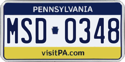 PA license plate MSD0348