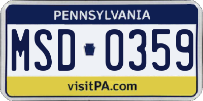 PA license plate MSD0359