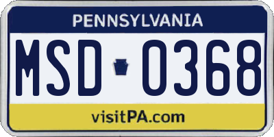 PA license plate MSD0368