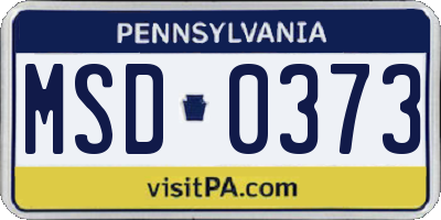 PA license plate MSD0373