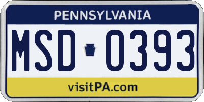 PA license plate MSD0393