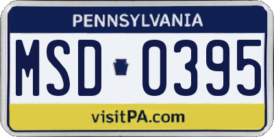 PA license plate MSD0395