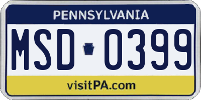 PA license plate MSD0399