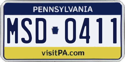 PA license plate MSD0411