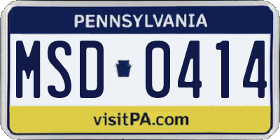 PA license plate MSD0414
