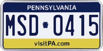 PA license plate MSD0415