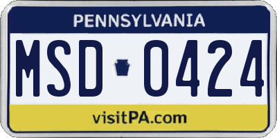 PA license plate MSD0424