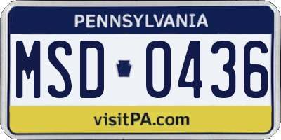 PA license plate MSD0436