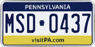 PA license plate MSD0437