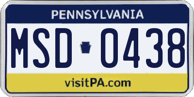 PA license plate MSD0438