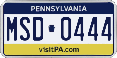 PA license plate MSD0444