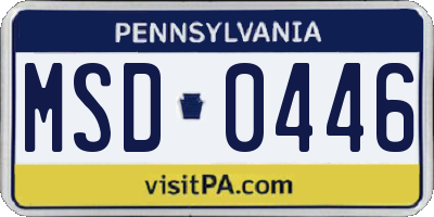 PA license plate MSD0446