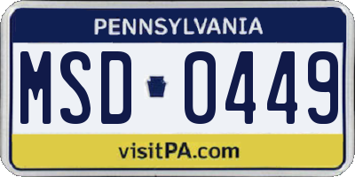 PA license plate MSD0449