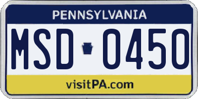 PA license plate MSD0450