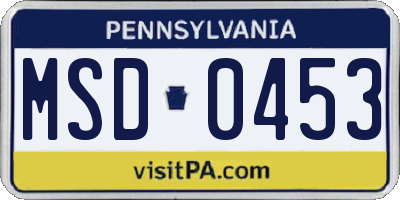 PA license plate MSD0453