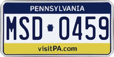 PA license plate MSD0459