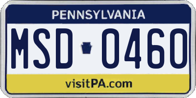 PA license plate MSD0460