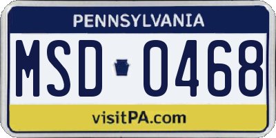PA license plate MSD0468