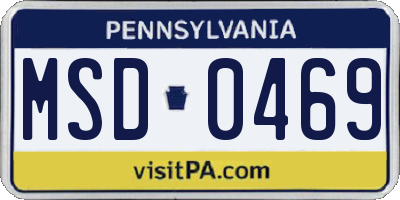 PA license plate MSD0469