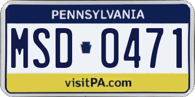 PA license plate MSD0471