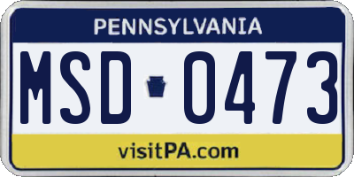 PA license plate MSD0473