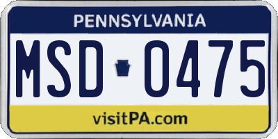 PA license plate MSD0475