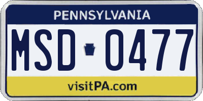 PA license plate MSD0477