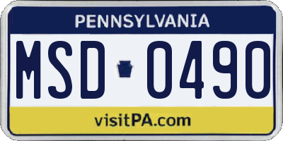 PA license plate MSD0490