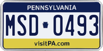 PA license plate MSD0493