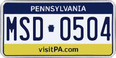 PA license plate MSD0504