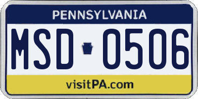 PA license plate MSD0506
