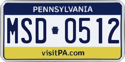PA license plate MSD0512