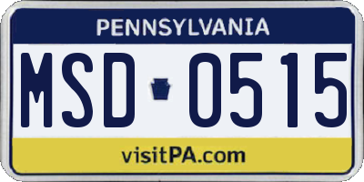 PA license plate MSD0515