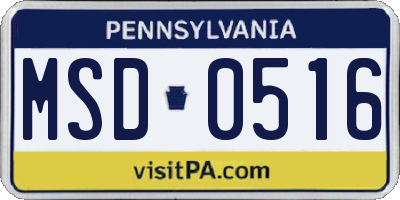 PA license plate MSD0516