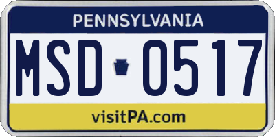 PA license plate MSD0517