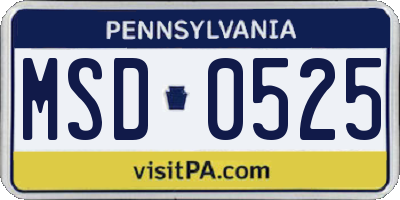 PA license plate MSD0525