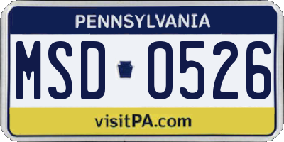 PA license plate MSD0526