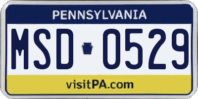 PA license plate MSD0529