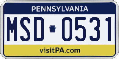 PA license plate MSD0531