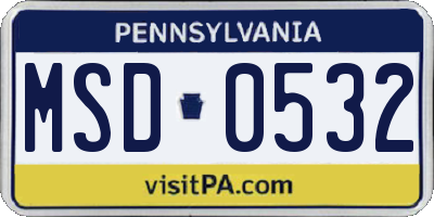 PA license plate MSD0532