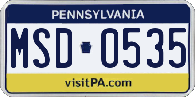 PA license plate MSD0535