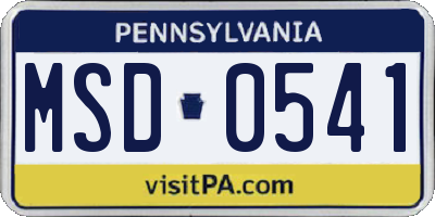 PA license plate MSD0541