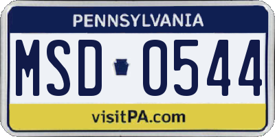 PA license plate MSD0544